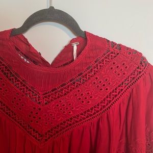 Free people Abigail Victorian top red medium